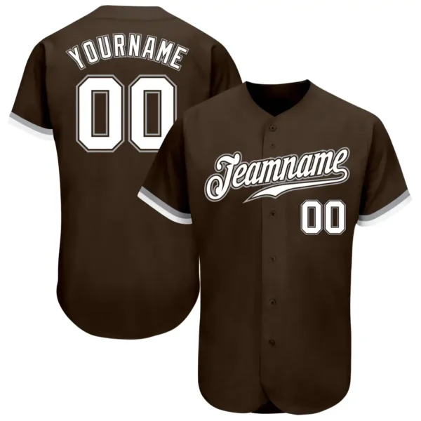 Custom Brown Baseball Jersey with White-Gray