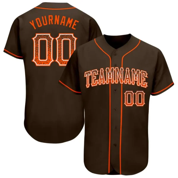 Custom Brown Drift Fashion Baseball Jersey with Orange-White