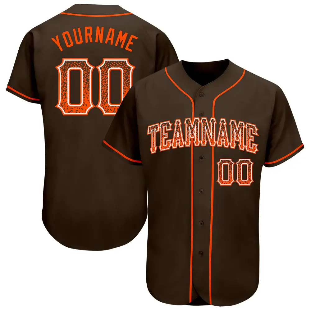 Custom Brown Drift Fashion Baseball Jersey with Orange-White