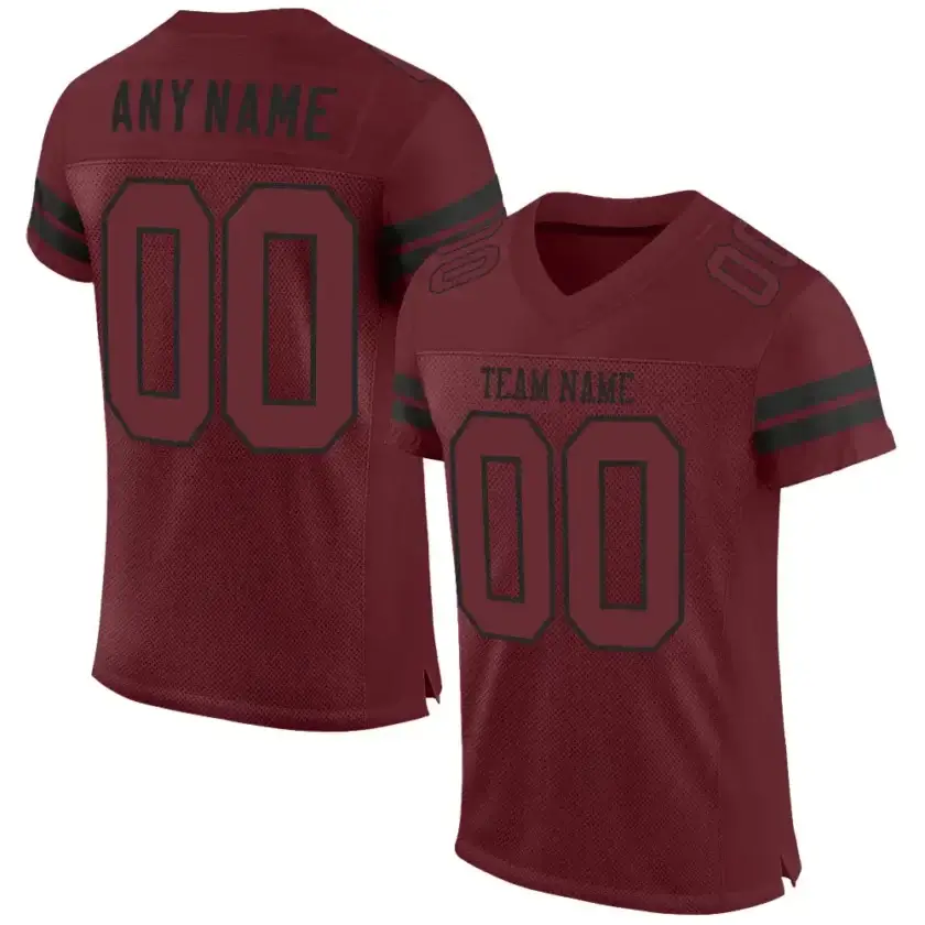 Custom Burgundy Mesh Football Jersey with Black