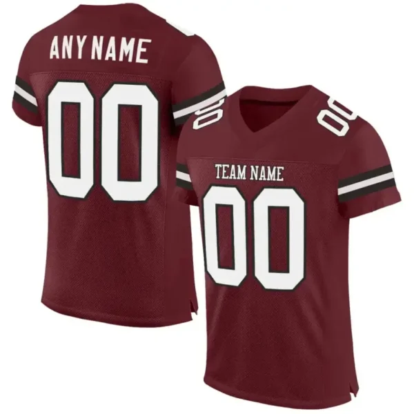 Custom Burgundy Mesh Football Jersey with White-Black