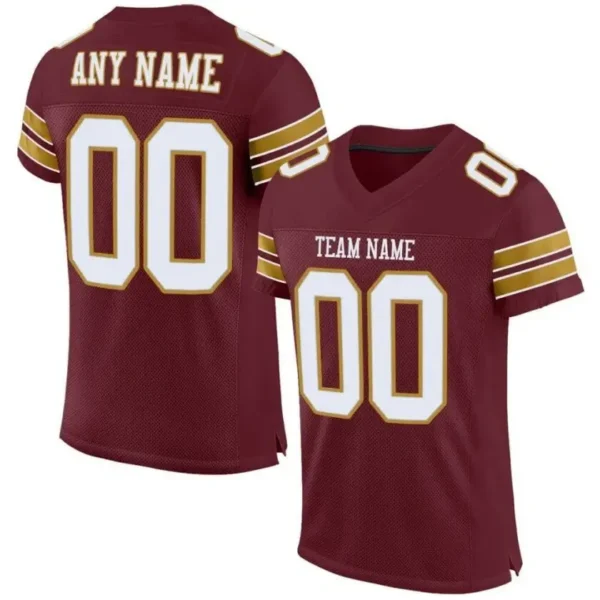 Custom Burgundy Mesh Football Jersey with White-Old Gold
