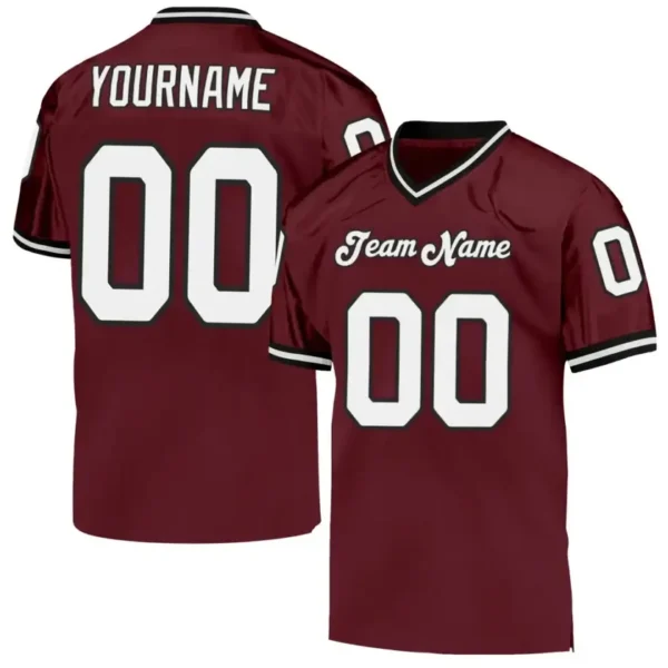 Custom Burgundy Mesh Throwback Football Jersey with White