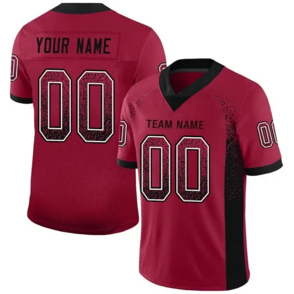 Custom Cardinal Mesh Drift Fashion Football Jersey with Black