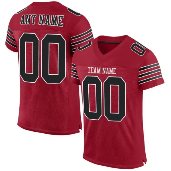 Custom Cardinal Mesh Football Jersey with Black