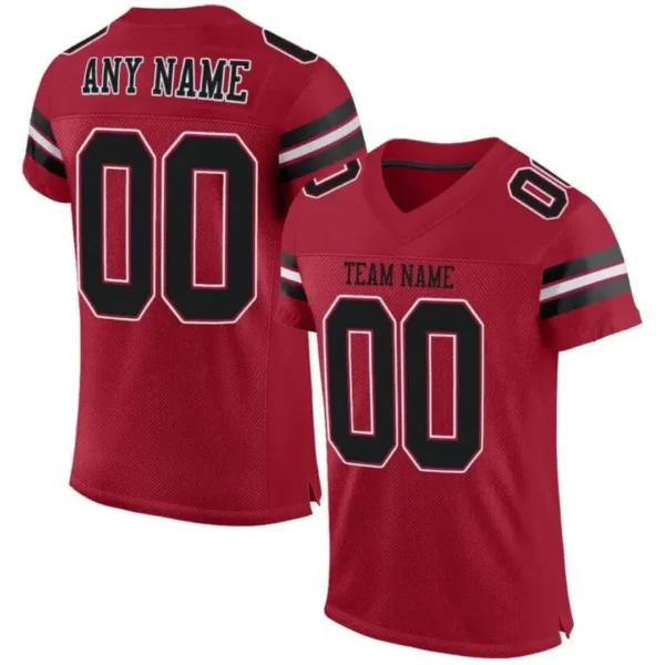 Custom Cardinal Mesh Football Jersey with Black-White