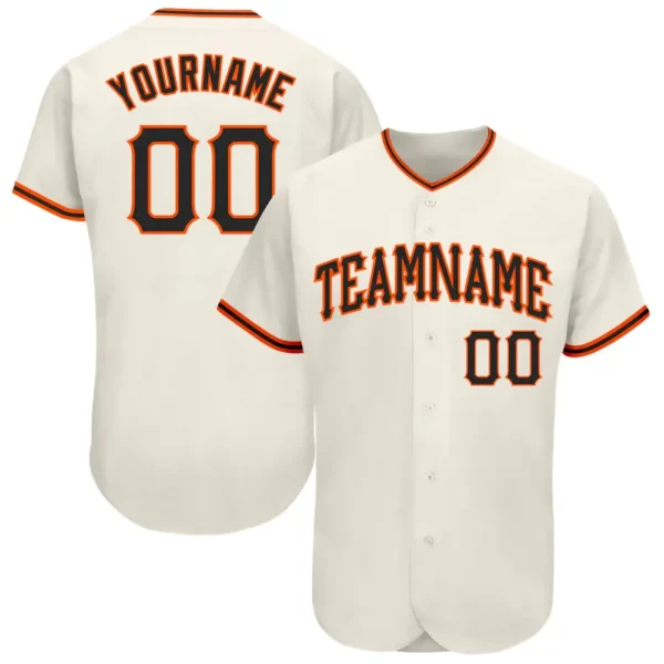 Custom Cream Baseball Jersey with Black-Orange