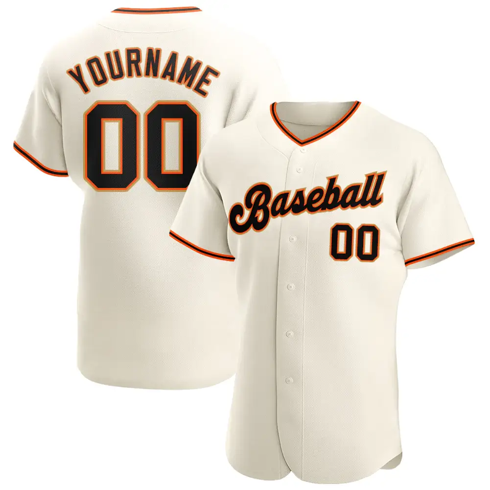 Custom Cream Baseball Jersey with Black-Orange-Old Gold