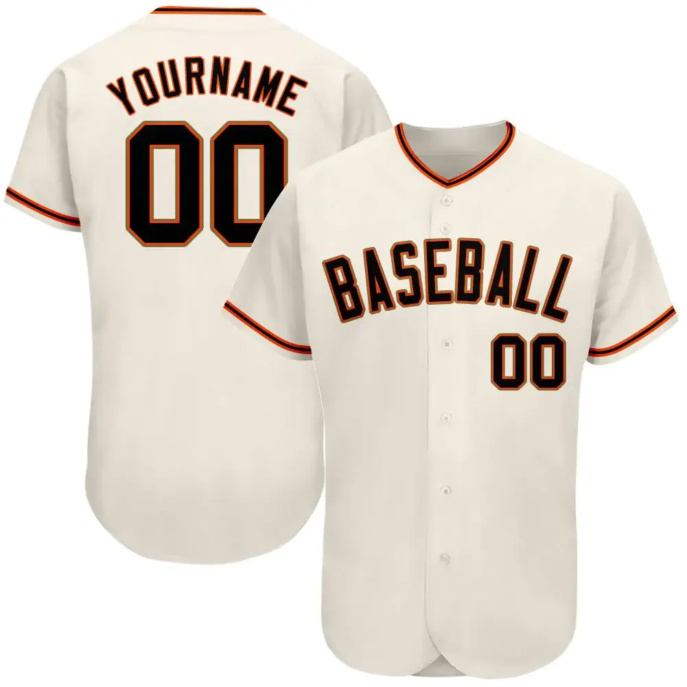 Custom Cream Baseball Jersey with Black-Orange-Old Gold