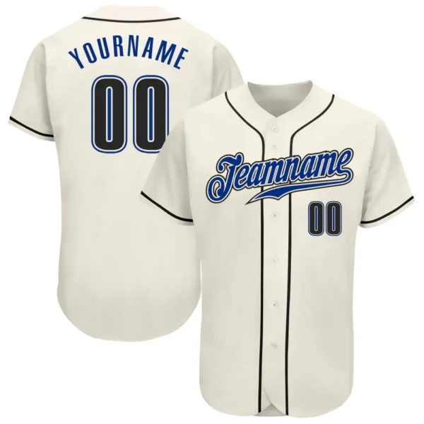 Custom Cream Baseball Jersey with Black-Royal