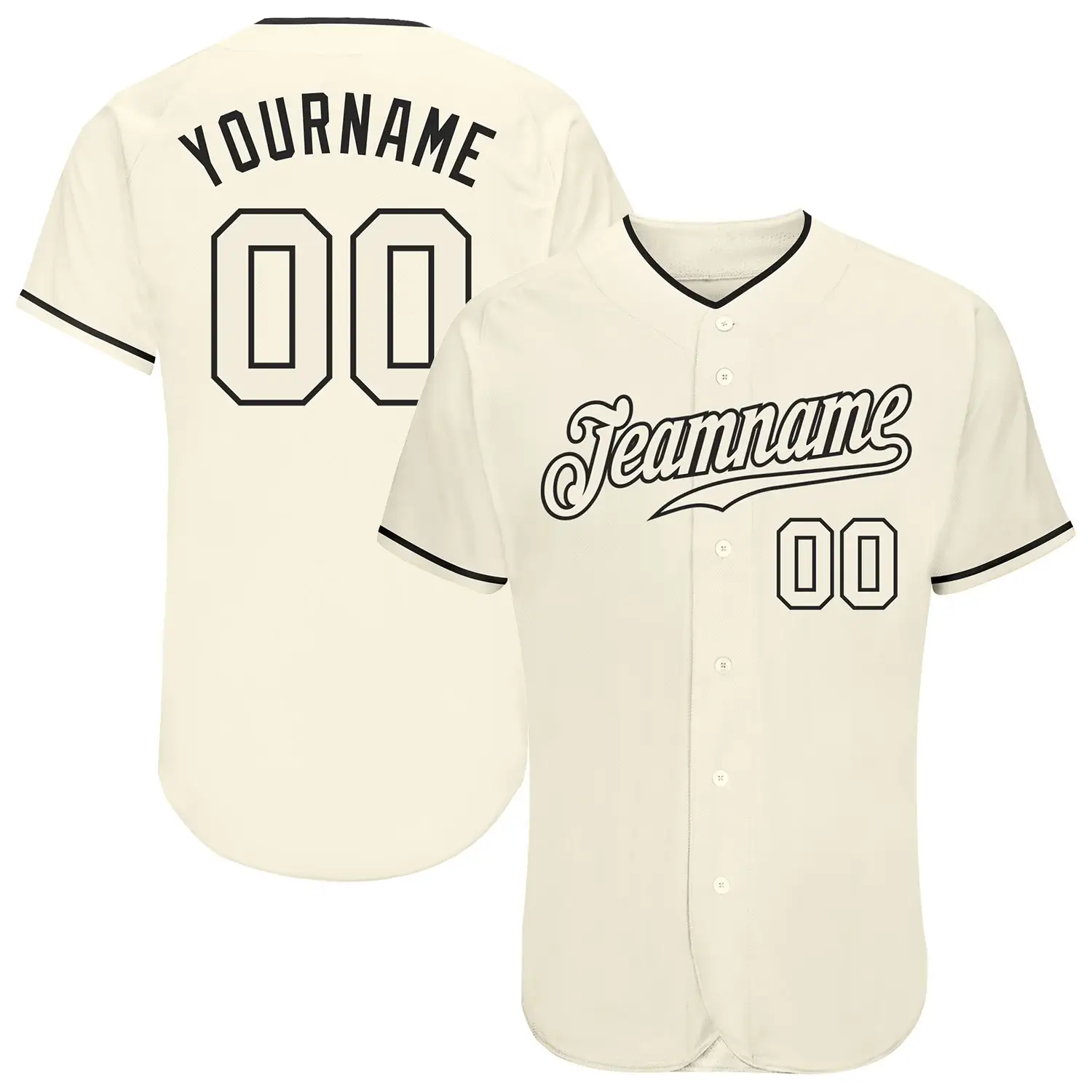 Custom Cream Baseball Jersey with Cream-Black
