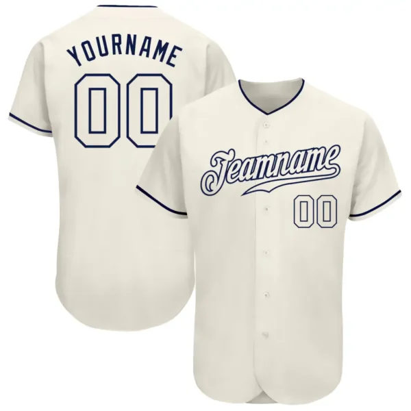 Custom Cream Baseball Jersey with Cream-Navy