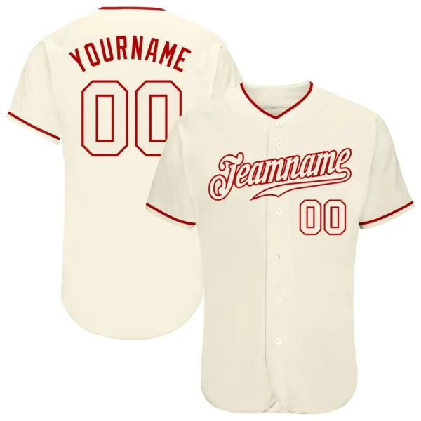 Custom Cream Baseball Jersey with Cream-Red