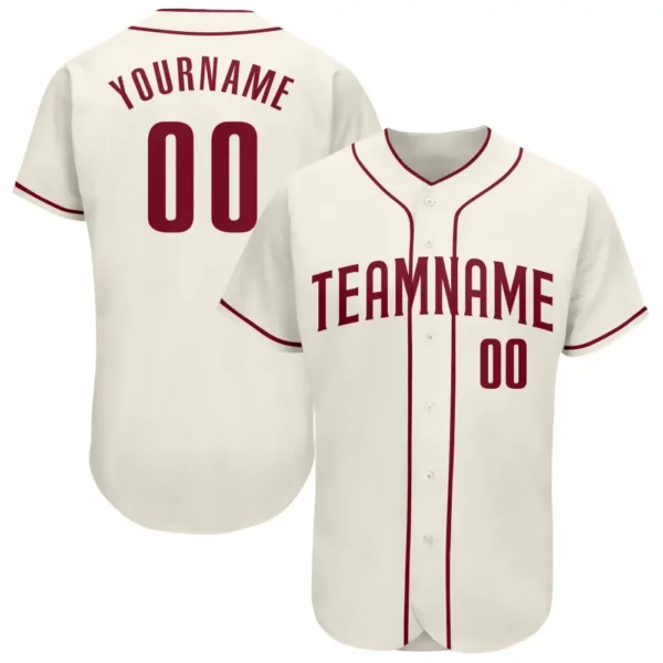 Custom Cream Baseball Jersey with Crimson