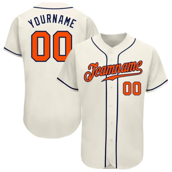 Custom Cream Baseball Jersey with Orange-Navy