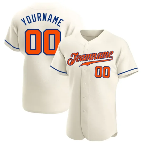 Custom Cream Baseball Jersey with Orange-Royal