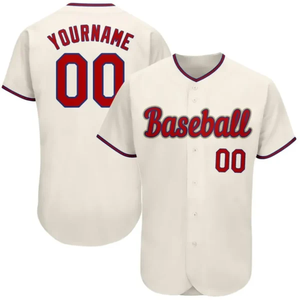 Custom Cream Baseball Jersey with Red-Royal