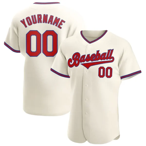 Custom Cream Baseball Jersey with Red-Royal