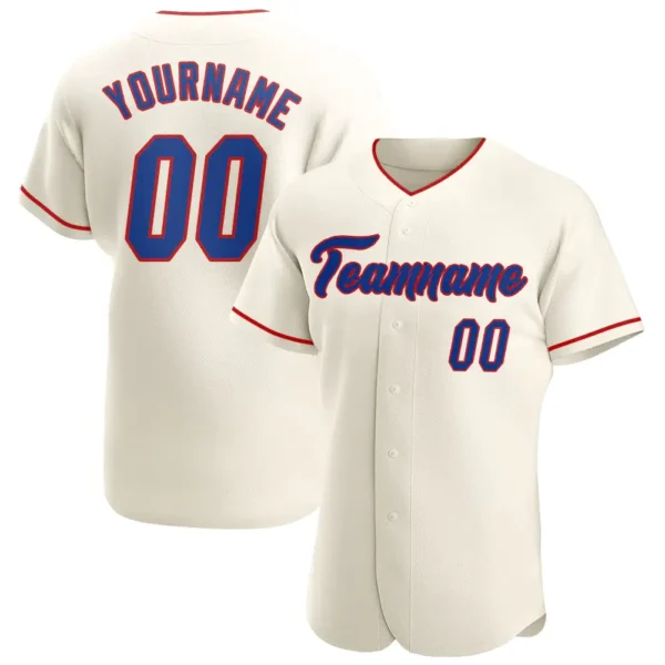 Custom Cream Baseball Jersey with Royal-Red