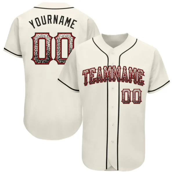 Custom Cream Drift Fashion Baseball Jersey with Black-Red