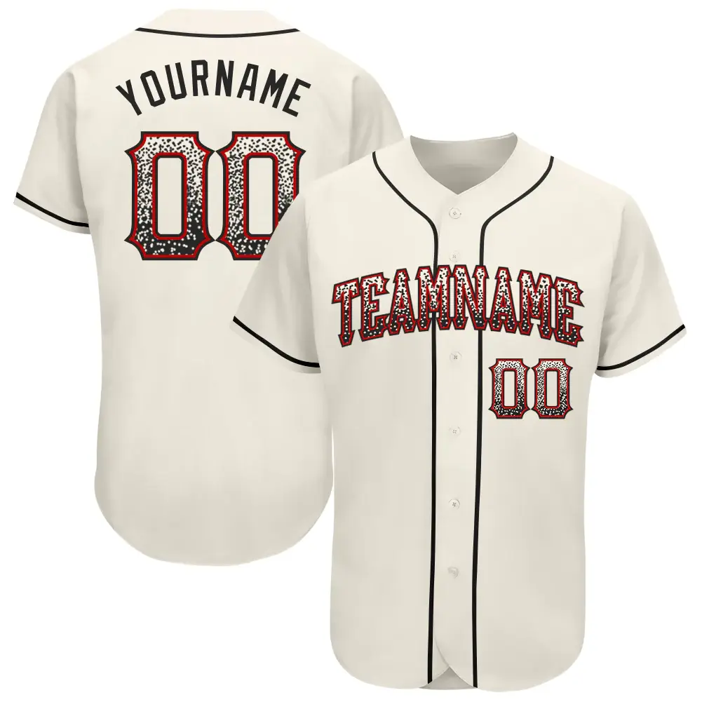 Custom Cream Drift Fashion Baseball Jersey with Black-Red
