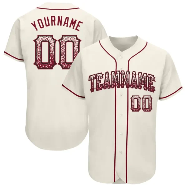 Custom Cream Drift Fashion Baseball Jersey with Crimson-Black