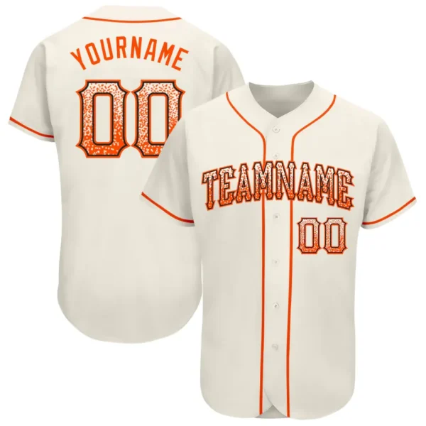 Custom Cream Drift Fashion Baseball Jersey with Orange-Black