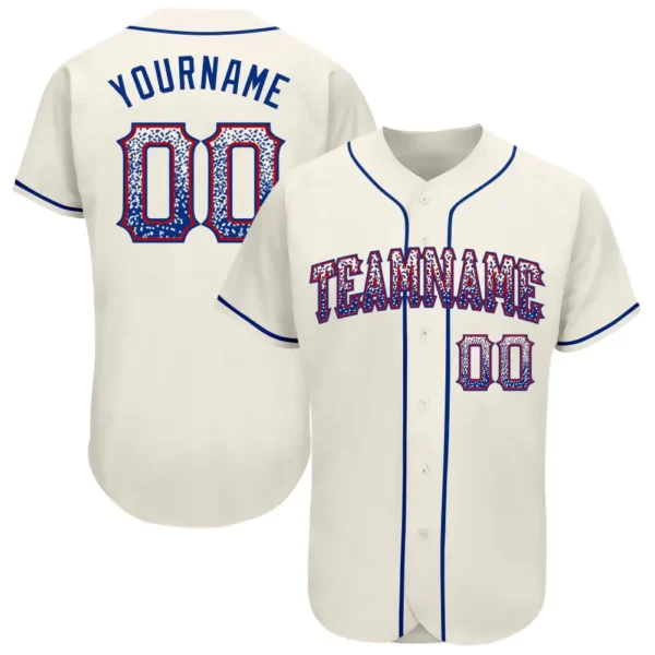 Custom Cream Drift Fashion Baseball Jersey with Royal-Red