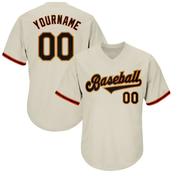 Custom Cream Throwback Baseball Jersey with Black-Orange