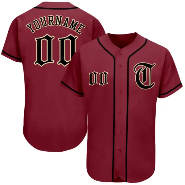 Custom Crimson Baseball Jersey with Black-Cream