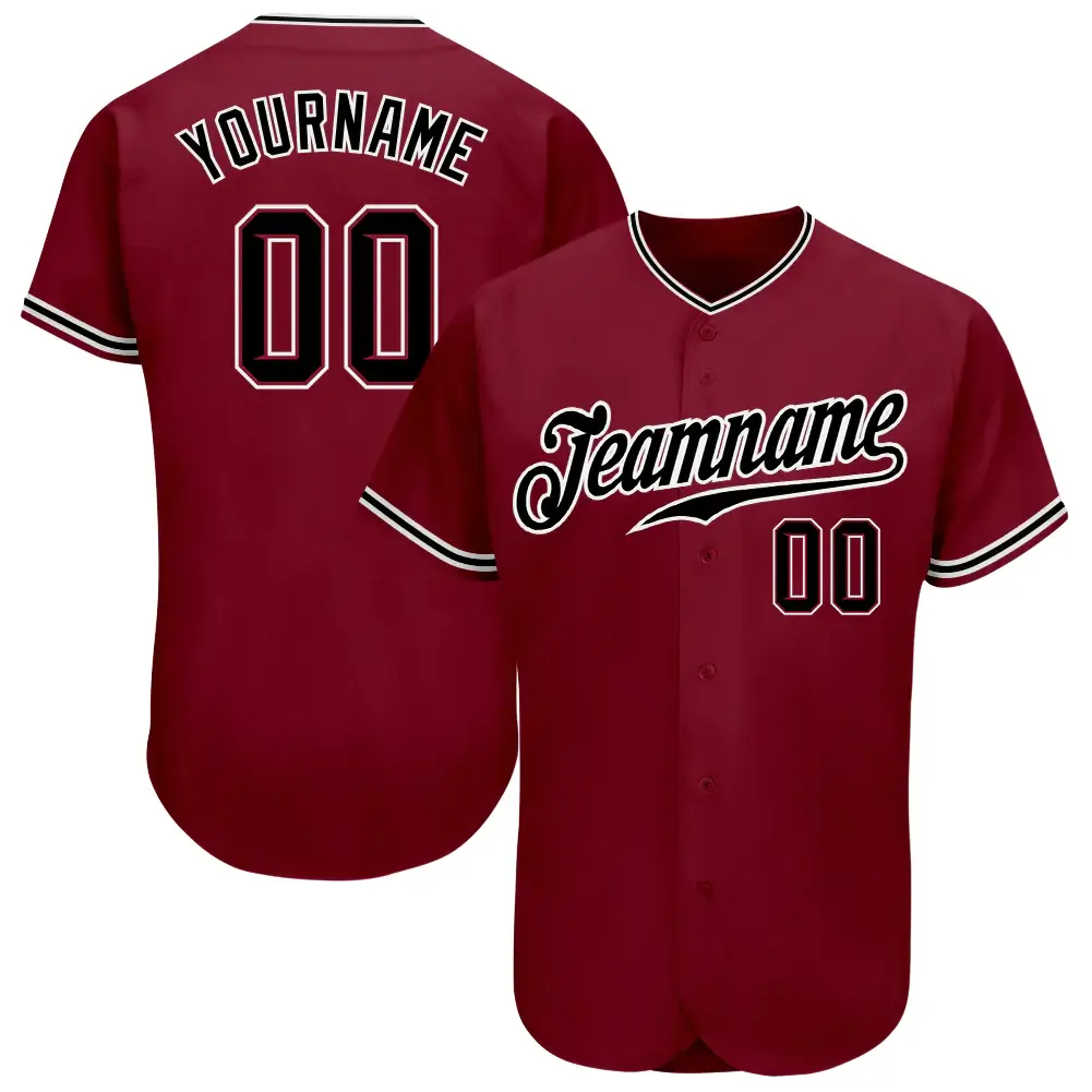 Custom Crimson Baseball Jersey with Black-White