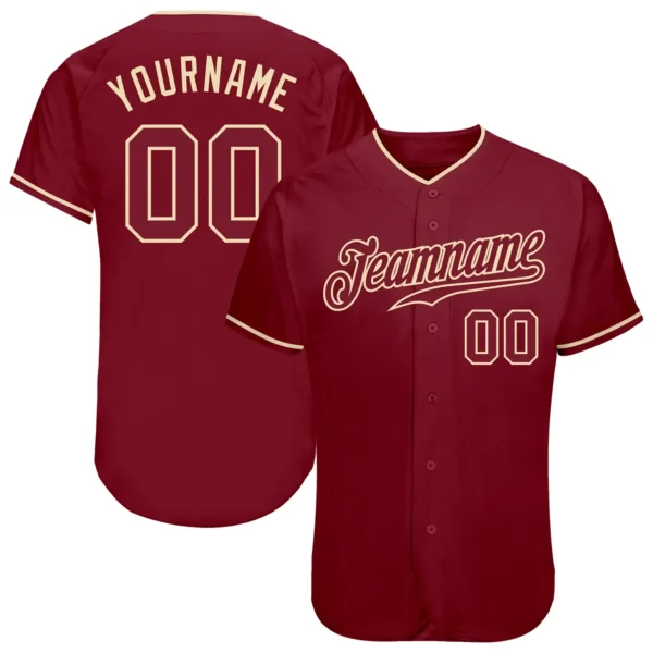 Custom Crimson Baseball Jersey with Crimson-Cream