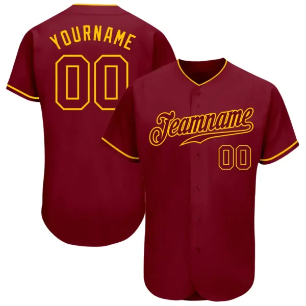 Custom Crimson Baseball Jersey with Crimson-Gold