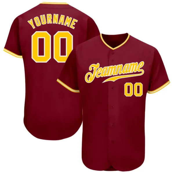 Custom Crimson Baseball Jersey with Gold-White