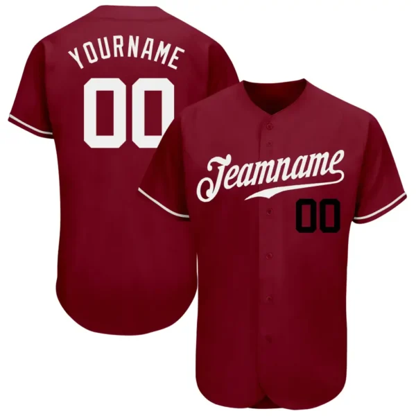 Custom Crimson Baseball Jersey with White-Black