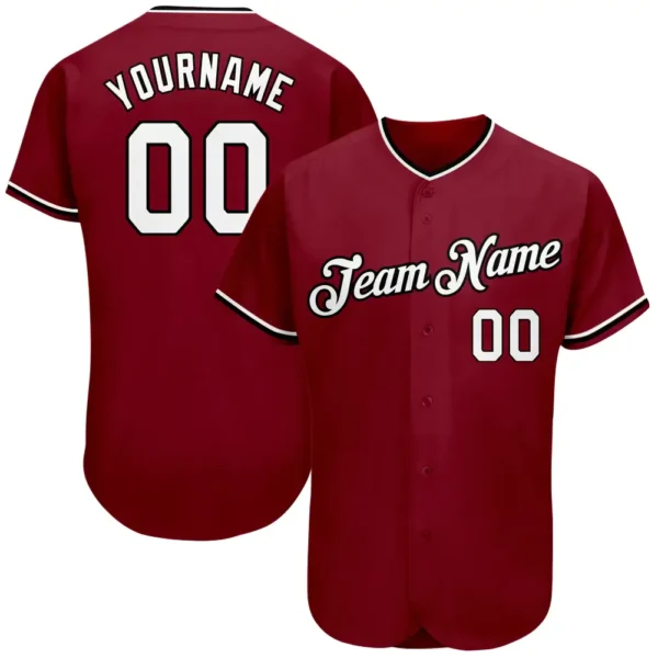 Custom Crimson Baseball Jersey with White-Black
