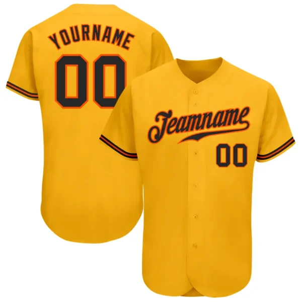 Custom Gold Baseball Jersey with Black-Orange