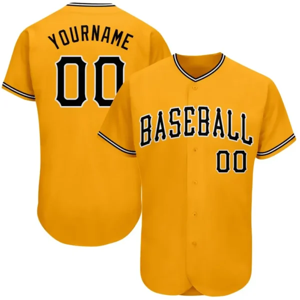 Custom Gold Baseball Jersey with Black-White
