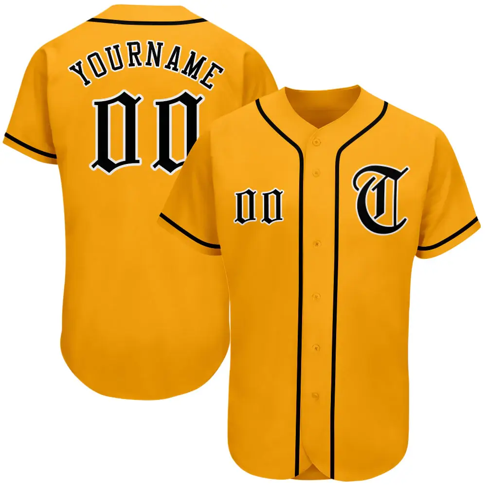Custom Gold Baseball Jersey with Black-White