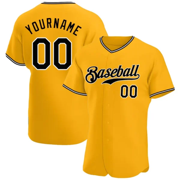 Custom Gold Baseball Jersey with Black-White