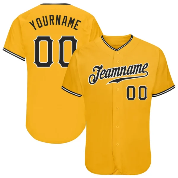 Custom Gold Baseball Jersey with Black-White