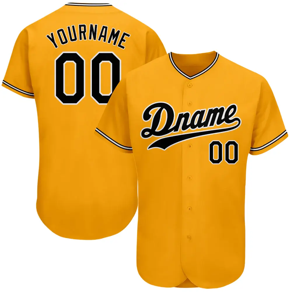 Custom Gold Baseball Jersey with Black-White