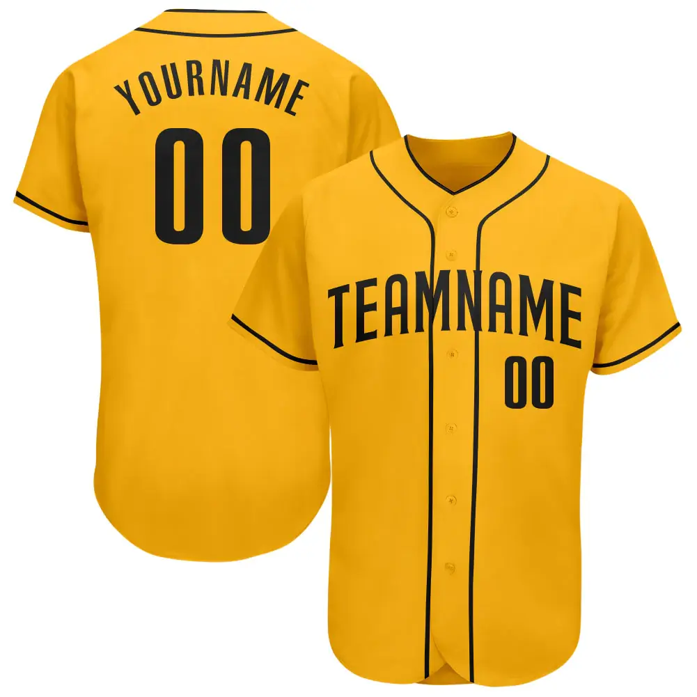 Custom Gold Baseball Jersey with Black