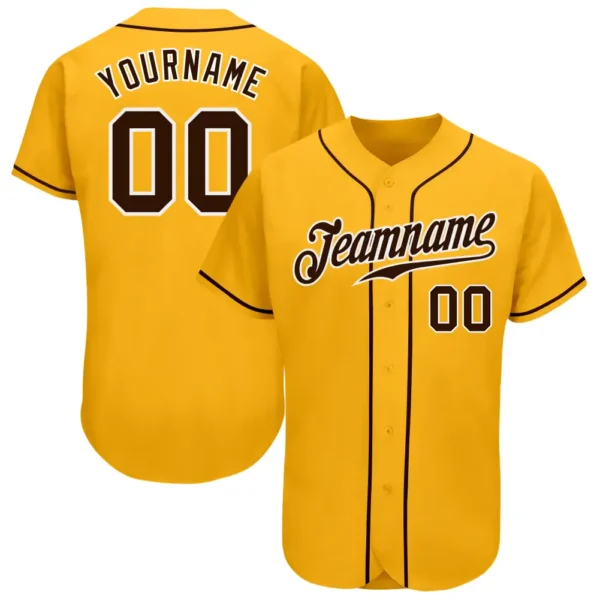 Custom Gold Baseball Jersey with Brown-White
