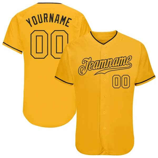 Custom Gold Baseball Jersey with Gold-Black