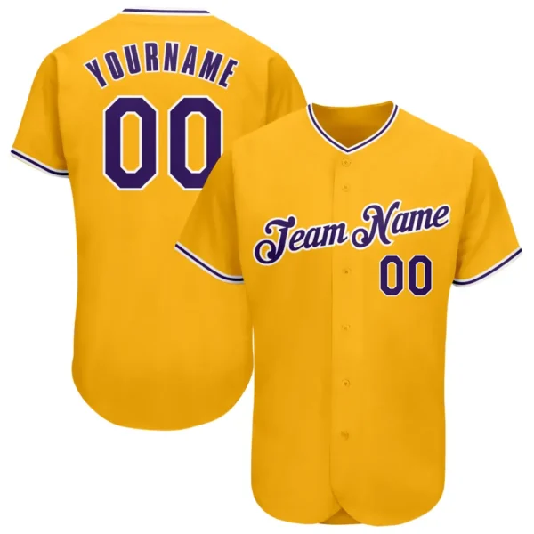 Custom Gold Baseball Jersey with Navy-Light Blue