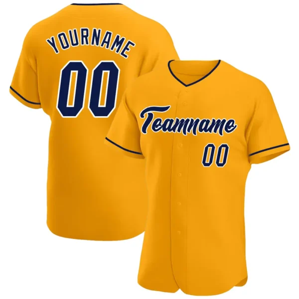Custom Gold Baseball Jersey with Navy-White