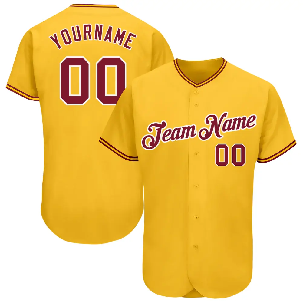 Custom Gold Baseball Jersey with Red-White