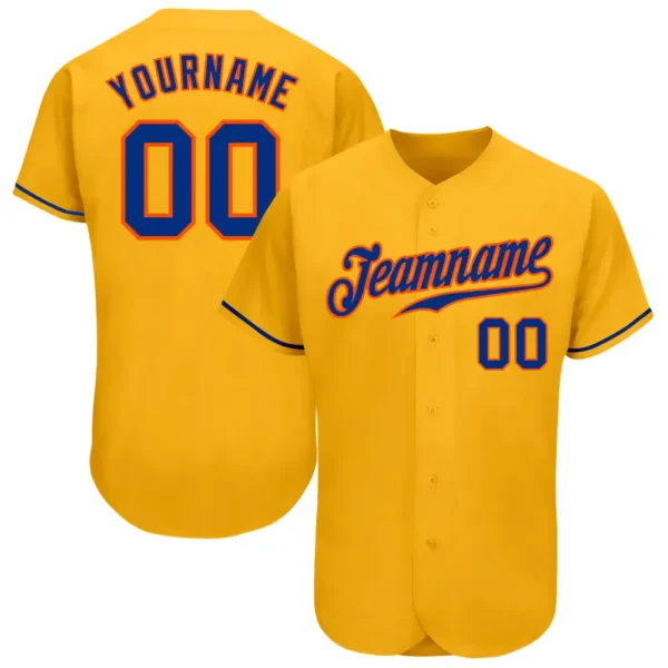 Custom Gold Baseball Jersey with Royal-Orange