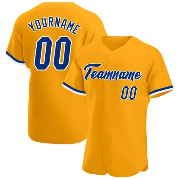 Custom Gold Baseball Jersey with Royal-White